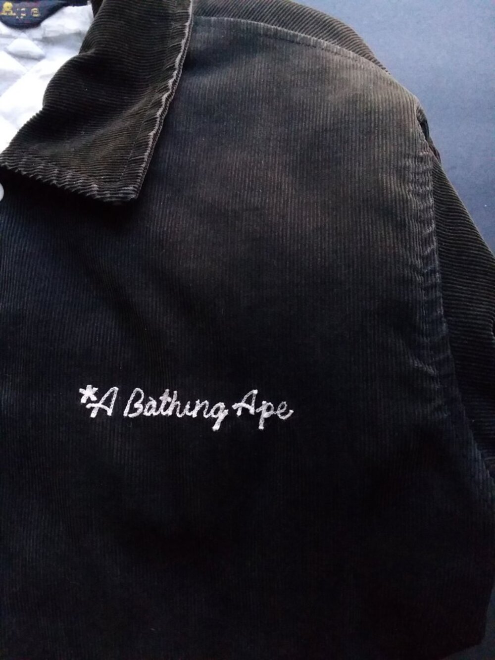 Vintage 90's Bape Football Varsity Corduroy School Jacket by A Bathing Ape Japan - Picture 10 of 13